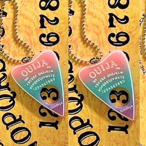 Ouija Planchette Charm Necklace Set: Glitter Resin Pendants