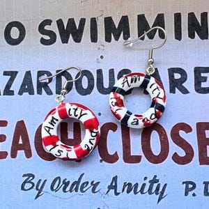 Life Preserver Ring Earrings, Amity Island, Jaws Gift, Horror Earrings, Jaws Inspired, Shark Attack Earrings, Jaws Boat Ring, Horror Gift