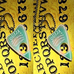 Pastel Goth Ouija Planchette Necklace Set: Glitter Resin Pendants