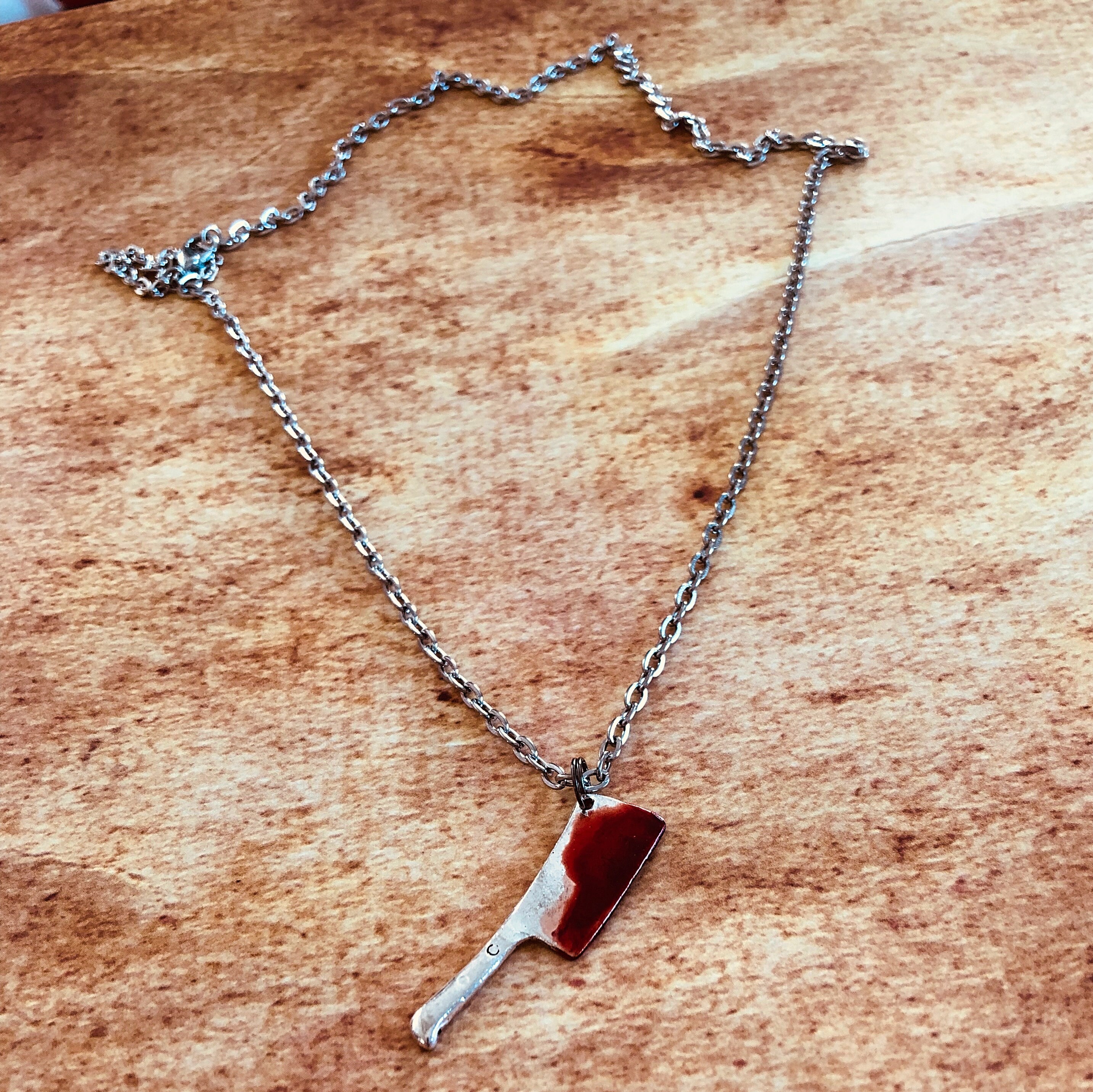Horror Jewelry Bloody Meat Cleaver Necklace Horror Movie Fan Etsy