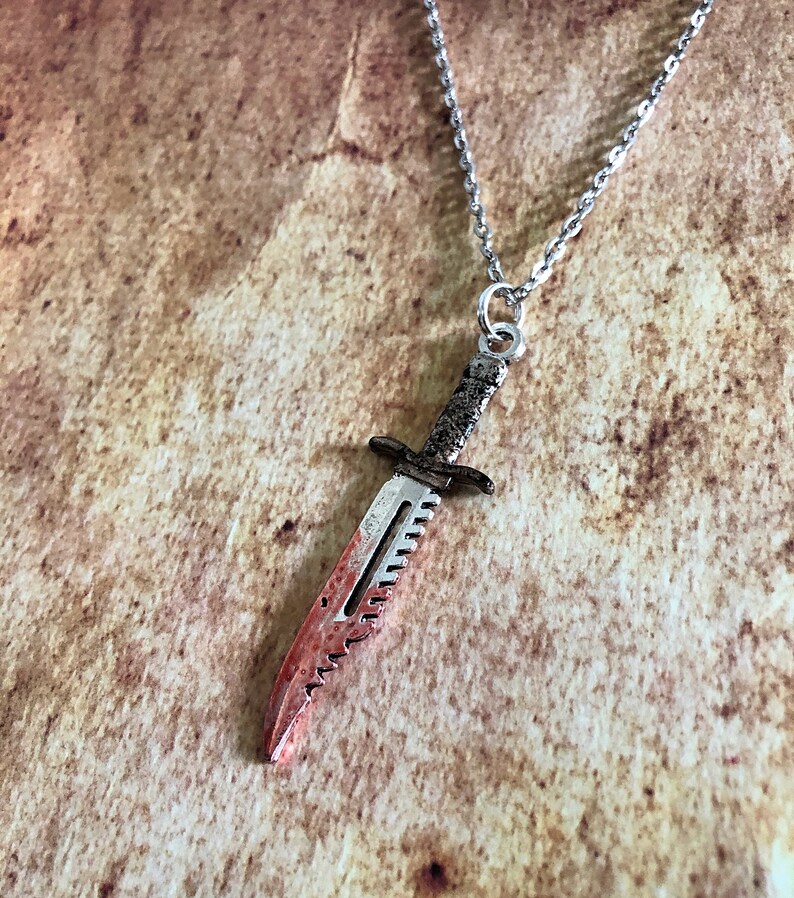 Distressed Knife Pendant Necklace Knife Necklace Charm Etsy