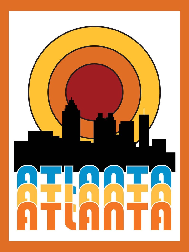 Atlanta Stickers. Skyline Vinyl Sticker. Atlanta, Ga Skyline Sticker ...