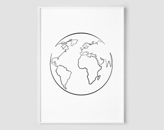 World Map Line Art Etsy World Map Line Art Etsy