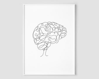 Brain Drawing Etsy