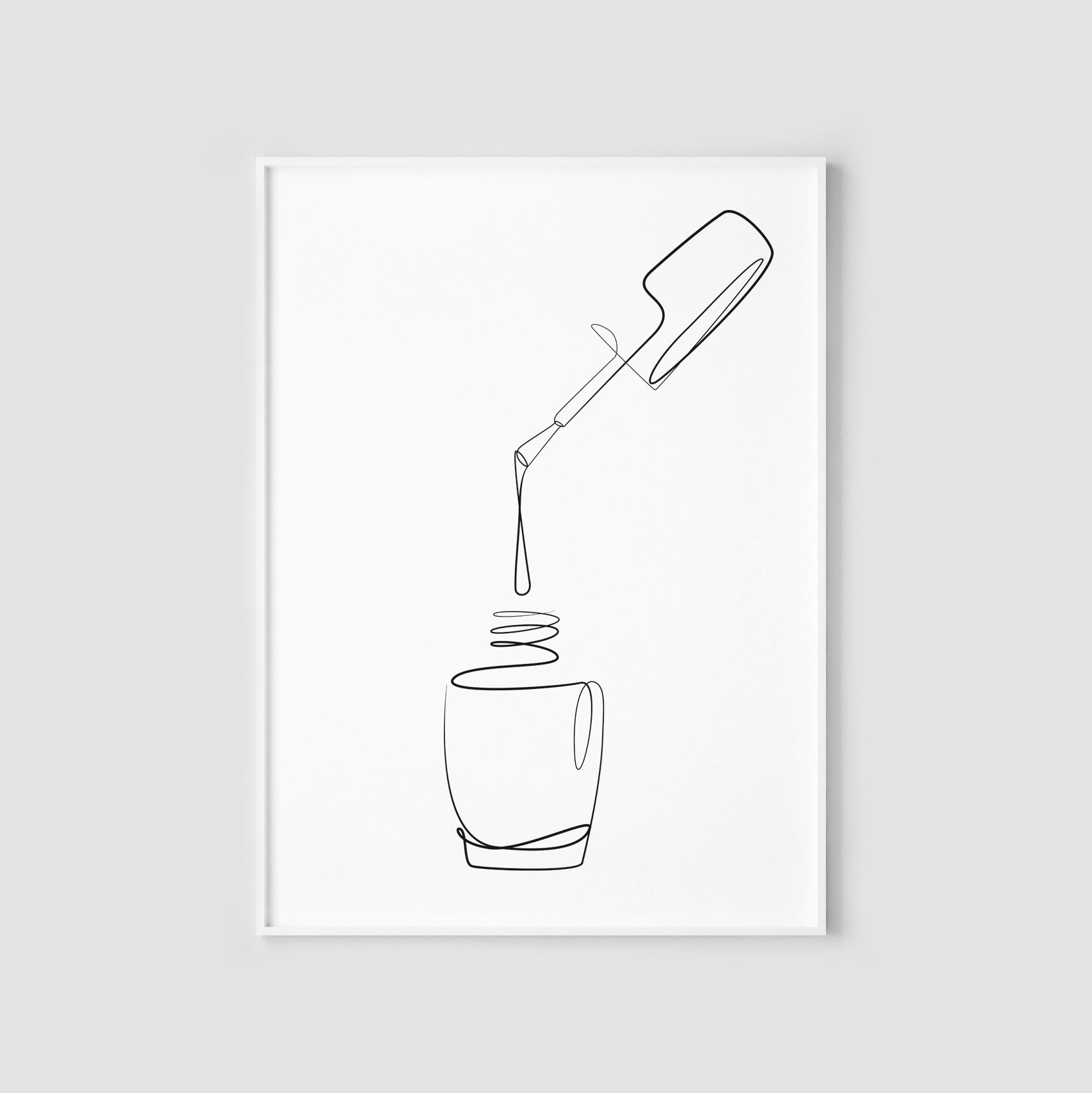 Nail polish art print Makeup wall art One line drawing Etsy