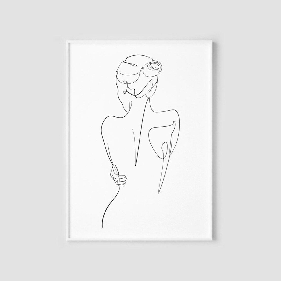 Woman body line drawing print Printable wall art Single line image 1