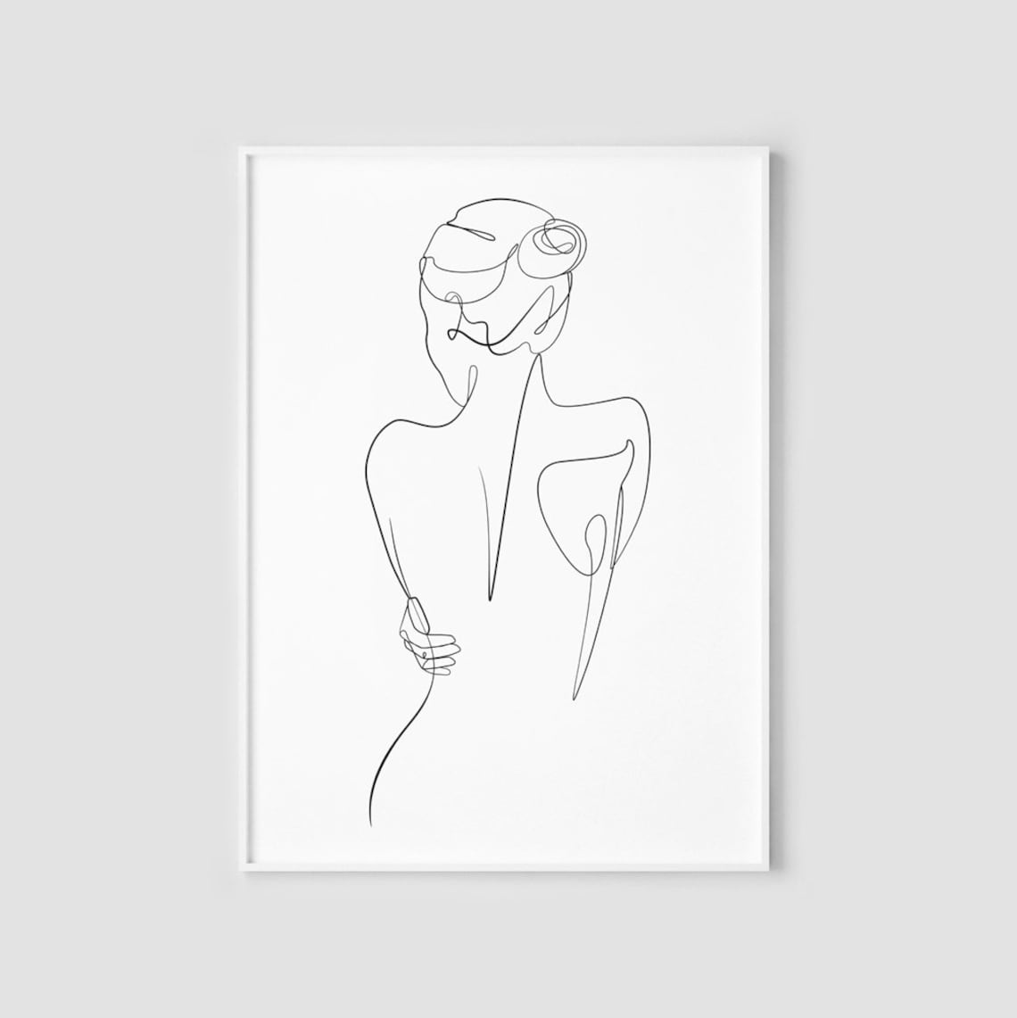 Woman body line drawing print Printable wall art Single line image 1