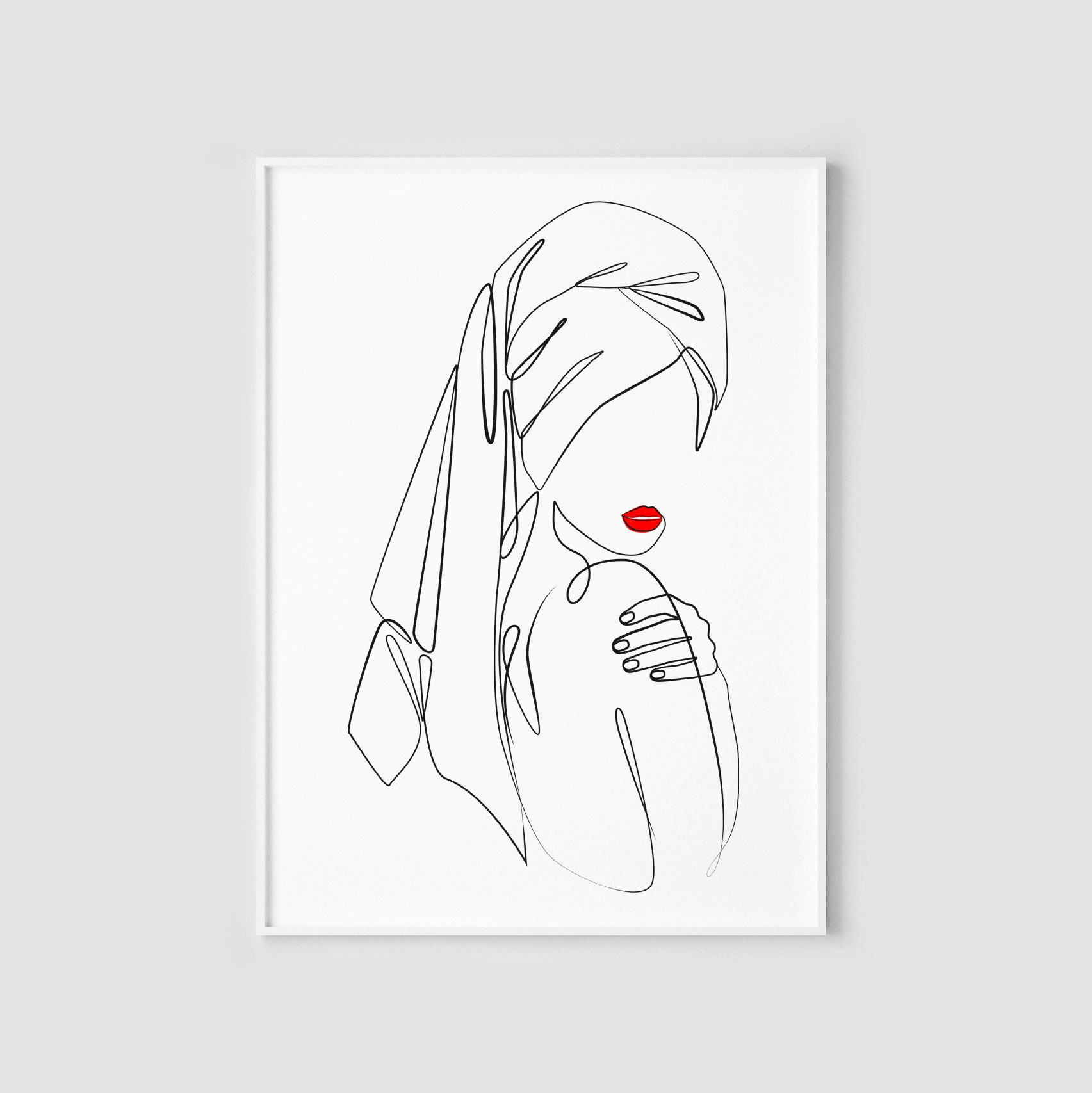 Bathroom wall decor Woman body art One line drawing Female Etsy