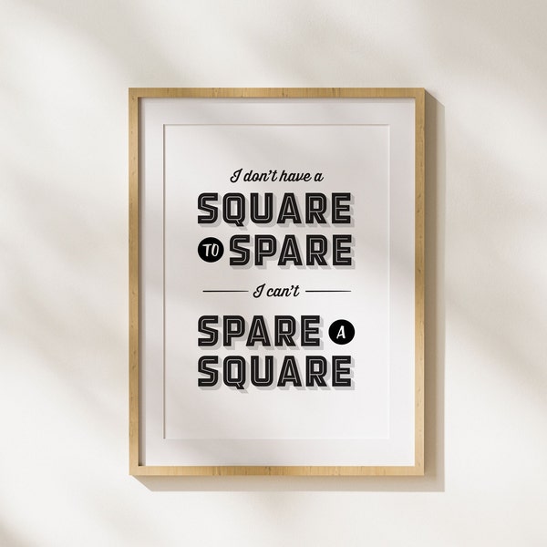 Square To Spare Print, Printable Bathroom Art, Bathroom Print Decor, Seinfeld Gift, Toilet Paper Print, Funny Quote Print, Seinfeld Print