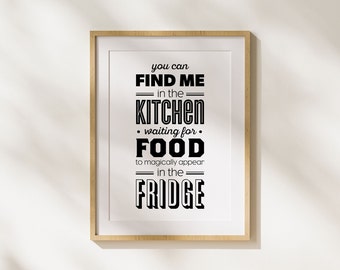 Kitchen Food Print, Funny Food Print, Kitchen Wall Art, Funny Kitchen Decor, Foodie Gift Idea, Minimal Kitchen Print, Food Wall Print