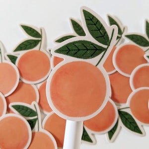 Peach Vinyl Matte Sticker, Peach Fruit Sticker, Cute Fruit Sticker, Peach Waterproof Sticker Design, Fruit Laptop Sticker, Just Peachy