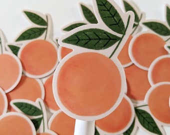 Peach Vinyl Matte Sticker, Peach Fruit Sticker, Cute Fruit Sticker, Peach Waterproof Sticker Design, Fruit Laptop Sticker, Just Peachy