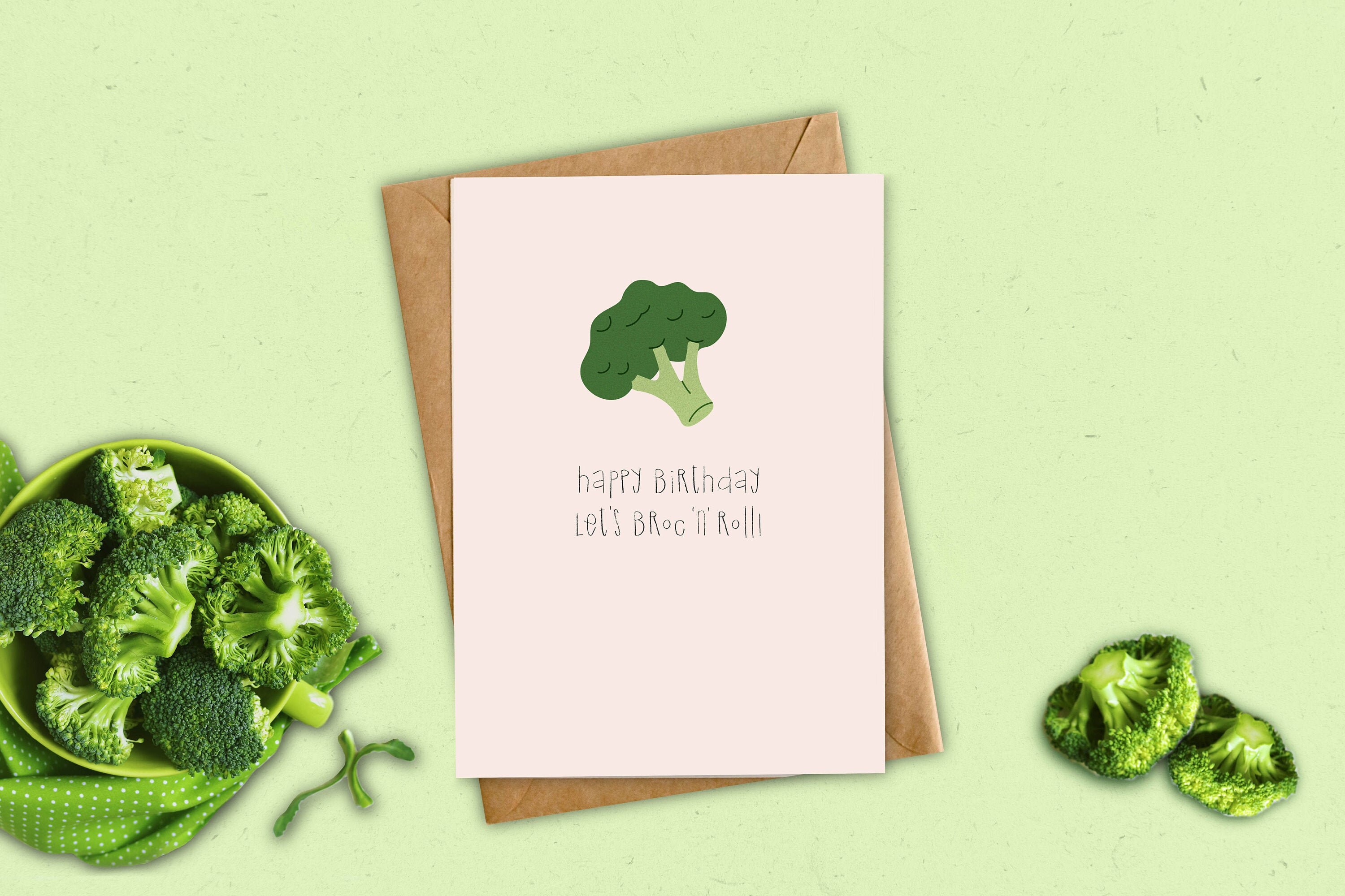 Happy Birthday veggie broccoli pun greeting card 'Happy Etsy