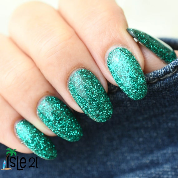 Foxy Jasmine Emerald Glitter Nail Dipping Powder Acrylic Nail Etsy 日本