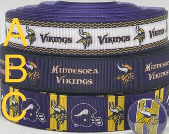 Ripsband im Minnesota Vikings-Design und/oder passende 2,5 cm breite Flachbänder. Ideal zum Schleifenbinden und für viele andere Bastelarbeiten.