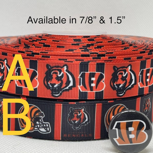 Cincinnati  Bengals inspired grosgrain ribbon and/or coordinating 1" flatbacks.  Perfect for bow making and many other crafts.