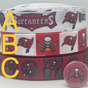 Von den Tampa Bay Buccaneers inspiriertes Ripsband und/oder passend zu den 2,5 cm breiten Flachrücken.