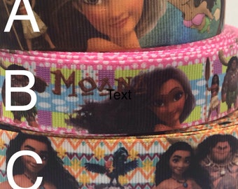 1 2 3 METRE METRES GIRLS PRINCESS MOANA 1/" GROSGRAIN RIBBON 25MM
