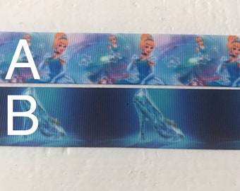 Disney Style Cinderella 1 inch Grosgrain Ribbon Prince Birds Blue