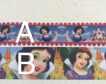 DISNEY PRINCESSES on pink Ariel Jasmine Cinderella grosgrain ribbon 1/" x 3 ft A