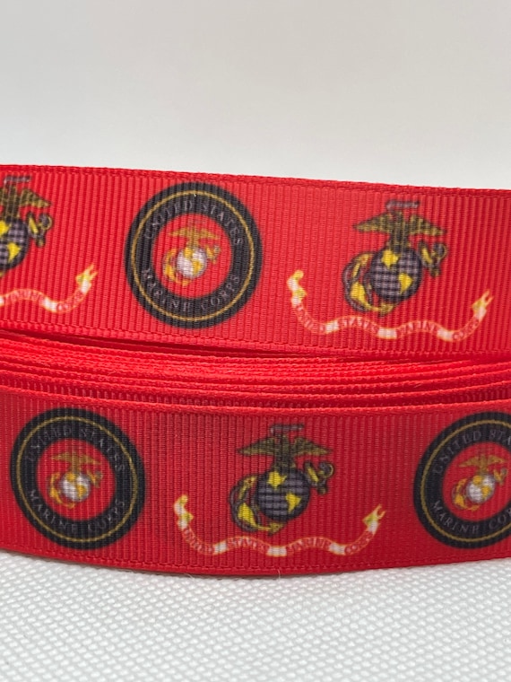 MARINES inspired grosgrain ribbon and/or coordinating 1" flatbacks. Perfect for bow making and many other crafts.