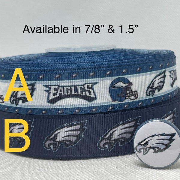 PHILADELPHIA EAGLES inspired grosgrain ribbon and/or coordinating 1" flatbacks.  Perfect for bow making and many other crafts.