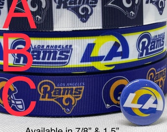 Ripsband im Stil der Los Angeles Rams und/oder dazu passende 2,5 cm breite Flachbänder. Perfekt zum Schleifenbinden und für viele andere Bastelarbeiten.