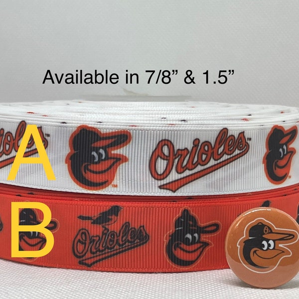 BALTIMORE ORIOLES inspired grosgrain ribbon and/or coordinating 1" flatbacks. Perfect for bow making and many other crafts.