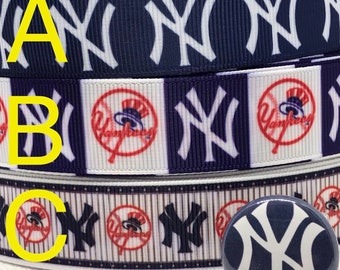 NEW YORK YANKEES inspired 7/8" & 1.5" grosgrain ribbon and/or coordinating 1" flatbacks. Perfect for hair bows and many other cratfs.