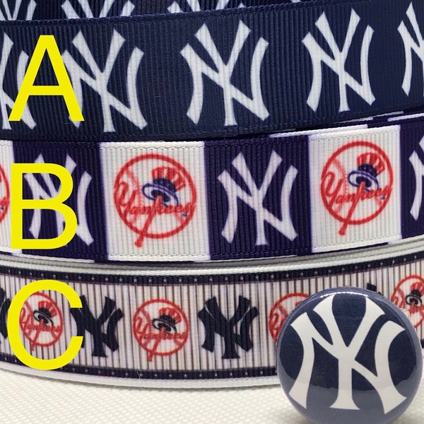 NEW YORK YANKEES inspired 7/8" & 1.5" grosgrain ribbon and/or coordinating 1" flatbacks. Perfect for hair bows and many other cratfs.