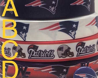 Fita de gorgorão de 7/8" ou 1,5" inspirada no New England Patriots e/ou fitas planas de 1" combinando. Perfeitas para fazer laços e muitos outros trabalhos manuais.
