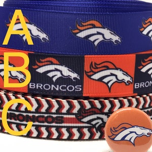 Denver Broncos inspiriertes 7/8 oder 1,5 Zoll Ripsband und/oder passende 2,5 cm breite Cabochons. Perfekt für die Schleifenherstellung und viele andere Handarbeiten.