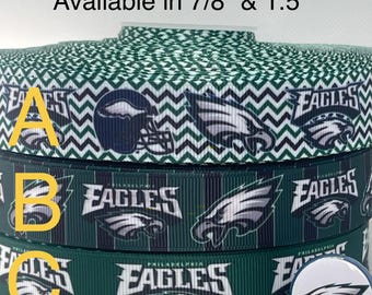 Ripsband im Design der Philadelphia Eagles und/oder dazu passende 2,5 cm breite Flachbänder. Perfekt zum Schleifenbinden und für viele andere Bastelarbeiten.