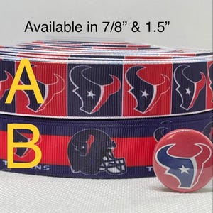 Houston Texans  inspired grosgrain ribbon and/or coordinating 1&quot; flatbacks.  Perfect for bow making and many other crafts.