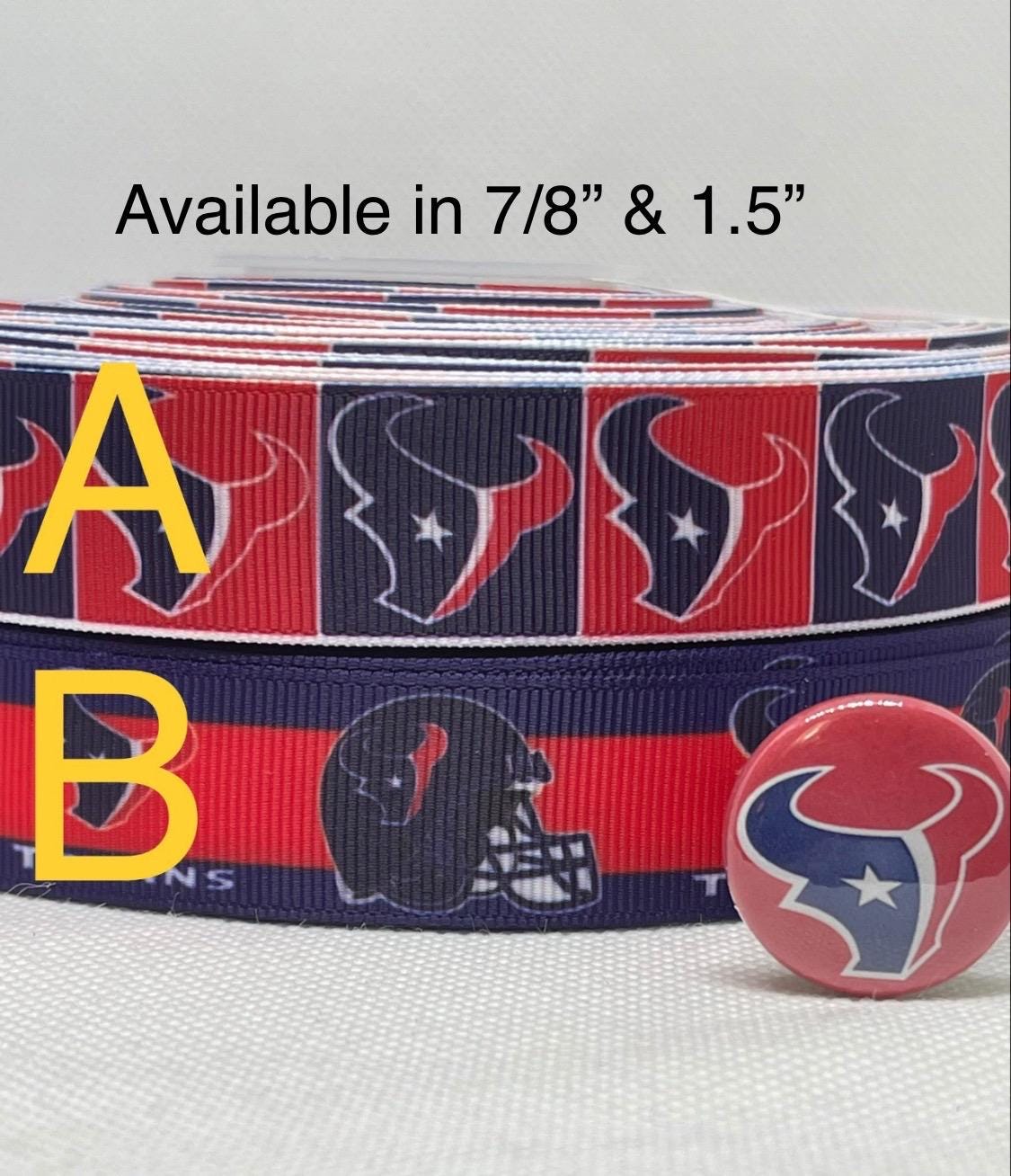 Houston Texans  inspired grosgrain ribbon and/or coordinating 1" flatbacks.  Perfect for bow making and many other crafts.