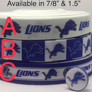 DETROIT LIONS inspirowana wstążką grosgrain i/lub pasującymi 1" flatbackami. Idealna do robienia kokardek i wielu innych rękodzieł.