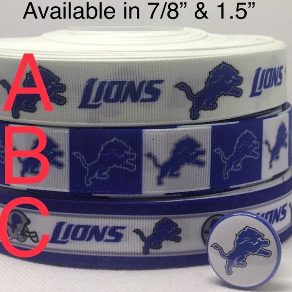 DETROIT LIONS inspired grosgrain ribbon and/or coordinating 1" flatbacks.  Perfect for bow making and many other crafts.