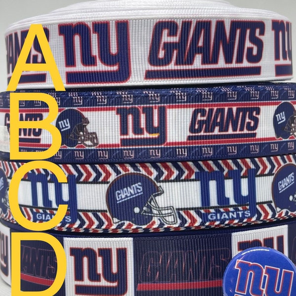 New York Giants inspired grosgrain ribbon and/or coordinating 1" flatbacks.  Perfect for bow making and many other crafts.