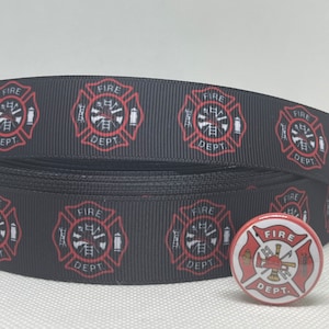 Cinta de grosgrain inspirada en BOMBEROS y/o cintas planas de 1" a juego. Perfecta para hacer moños y muchas otras manualidades.