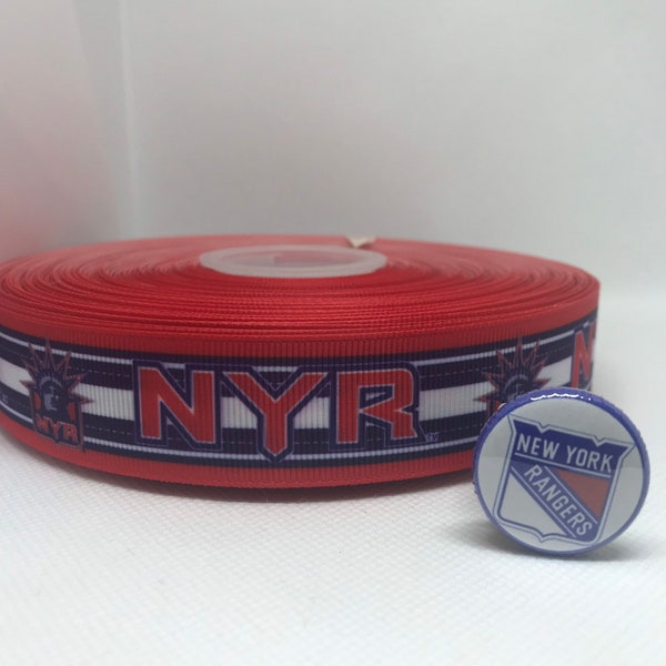 NEW YORK RANGERS inspired 7/8" grosgrain ribbon and/or coordinating 1" flatbacks. Perfect for hair bows and many other crafts.