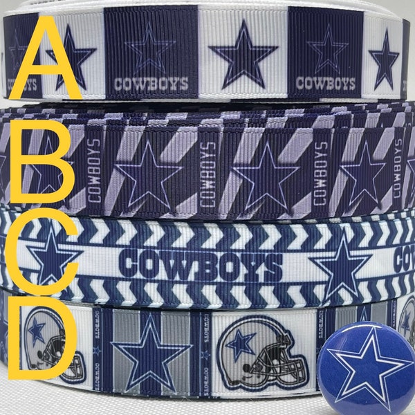 DALLAS COWBOYS inspired 7/8" or 1.5" grosgrain ribbon and/or coordinating 1" flatbacks.  Perfect for bow making and many other crafts.