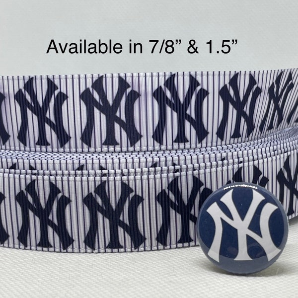 NEW YORK YANKEES inspired 7/8" & 1.5" grosgrain ribbon and/or coordinating 1" flatbacks. Perfect for hair bows and many other cratfs.