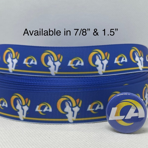 Los Angeles Rams inspired grosgrain ribbon and/or coordinating 1" flatbacks.  Perfect for bow making and many other crafts.