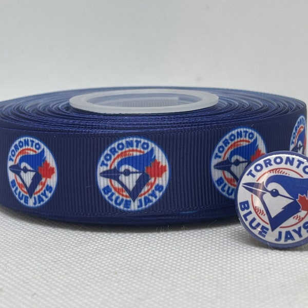 TORONTO BLUE JAYS inspired 7/8" grosgrain ribbon and/or coordinating 1" flatbacks. Perfect for hair bows and many other crafts.