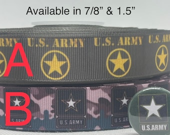 US ARMY inspired grosgrain ribbon and/or coordinating 1&quot; flatbacks.  Perfect for bow making and many other crafts.