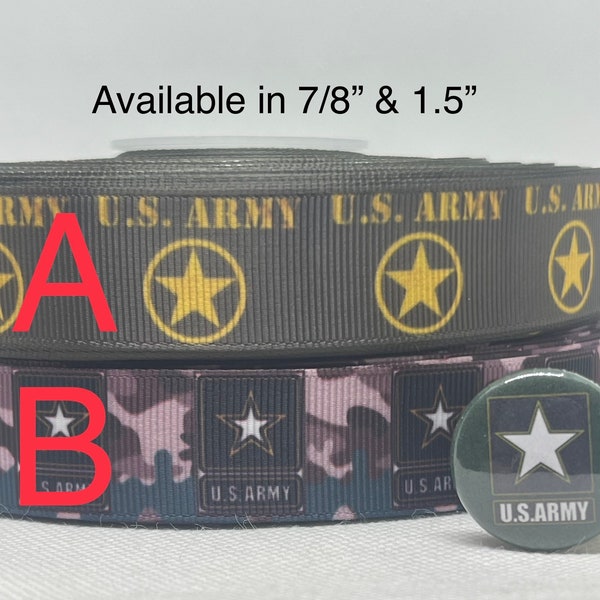 US ARMY inspired grosgrain ribbon and/or coordinating 1" flatbacks.  Perfect for bow making and many other crafts.