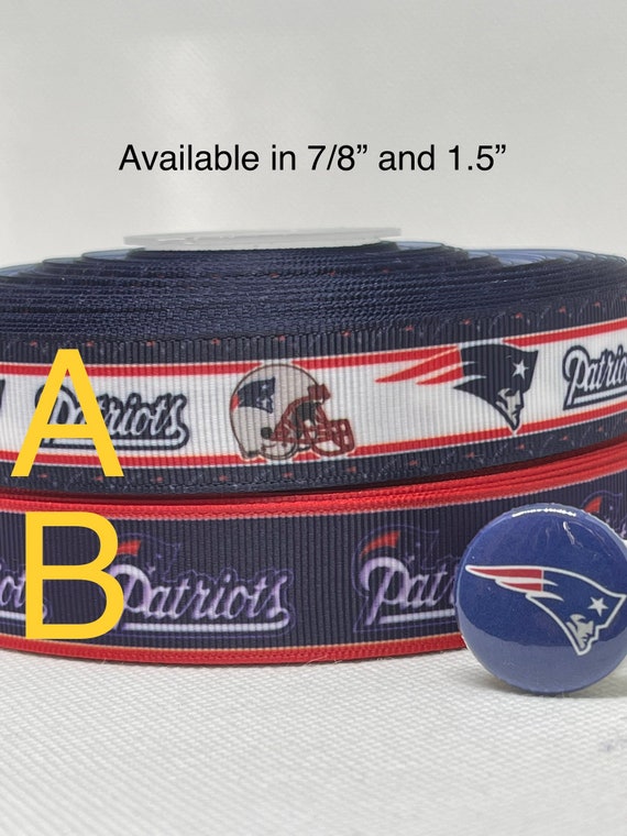 New England Patriots inspired 7/8” or 1.5” grosgrain ribbon and/or coordinating 1" flatbacks. Perfect for bow making and many other crafts.