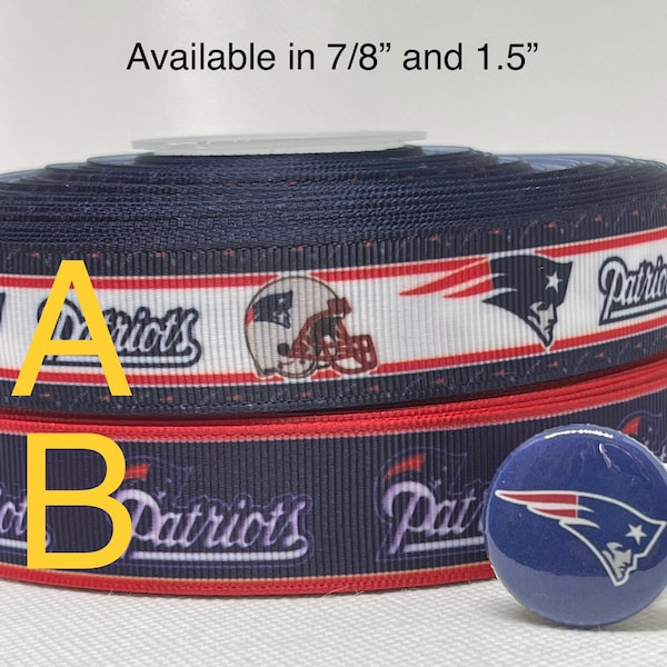 New England Patriots inspired 7/8” or 1.5” grosgrain ribbon and/or coordinating 1" flatbacks. Perfect for bow making and many other crafts.