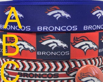 Denver Broncos inspired 7/8" or 1.5" grosgrain ribbon and/or coordinating 1" flatbacks.  Perfect for bow making and many other crafts.