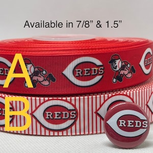 Ruban gros-grain inspiré des CINCINNATI REDS et/ou dos plats coordonnés de 1 po. Parfait pour la fabrication de noeuds et de nombreux autres travaux manuels.